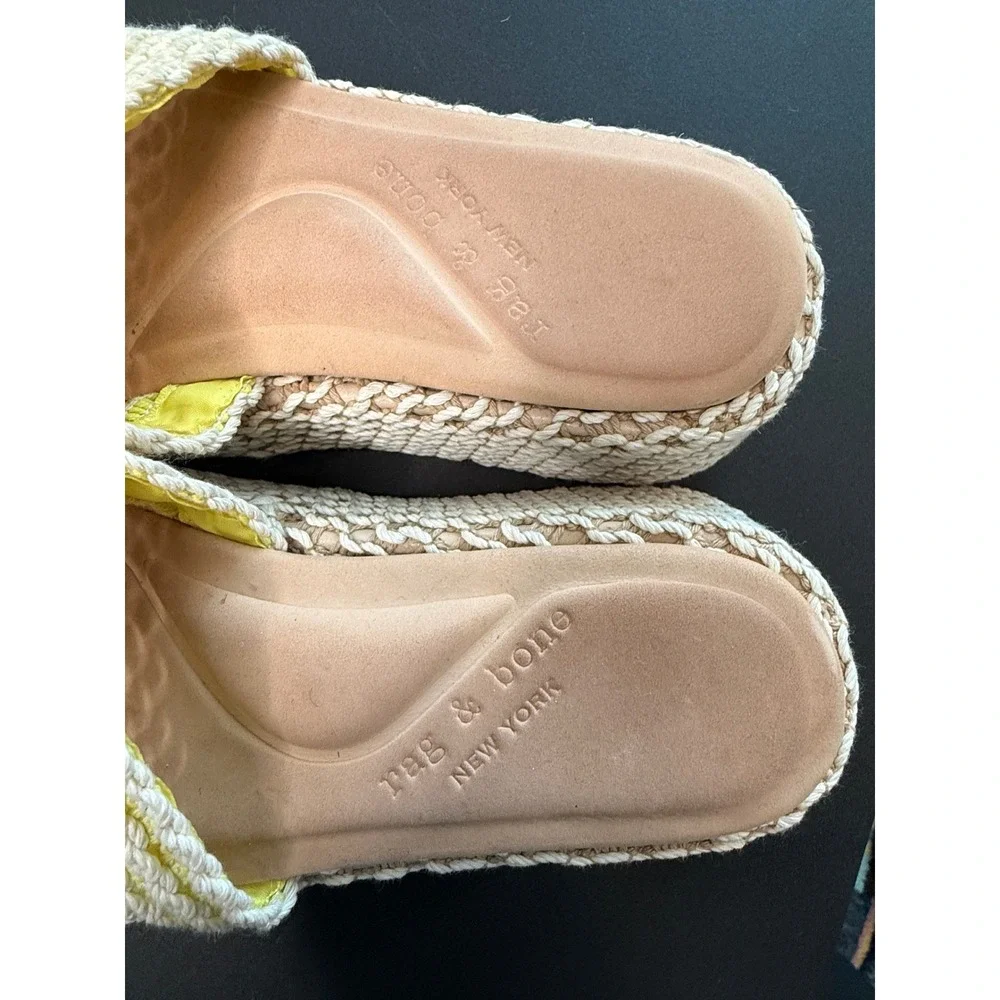 Rag & Bone Logan Crochet Platform Slide Sandal Yellow White Vacation Beach 9.5